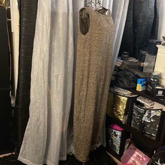 I Leopard Maxi Dress sheath slip summer sleeveless Women’s Size 12 ethnic boho - Picture 3 of 7